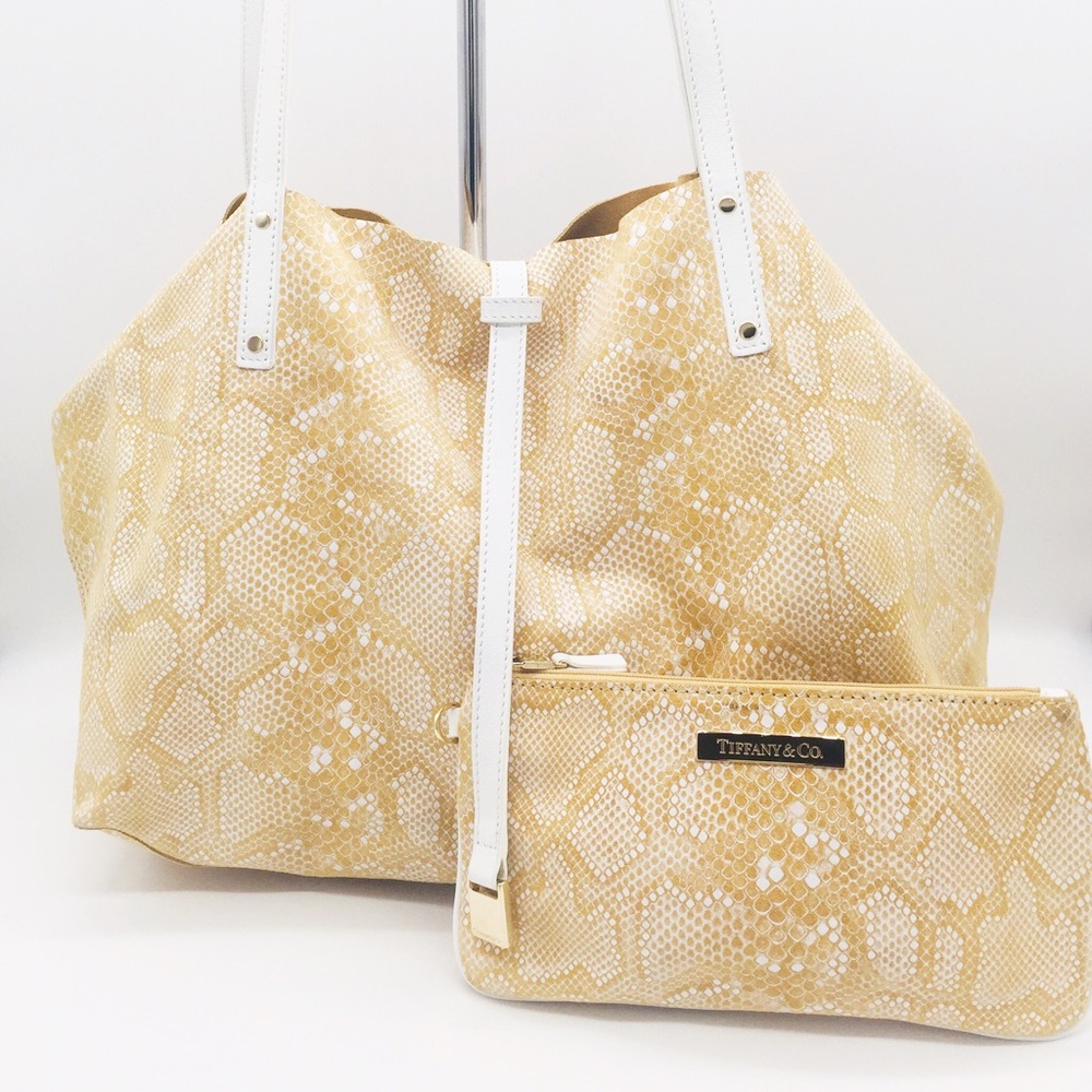 Tiffany Python Print Suede Tote Bag